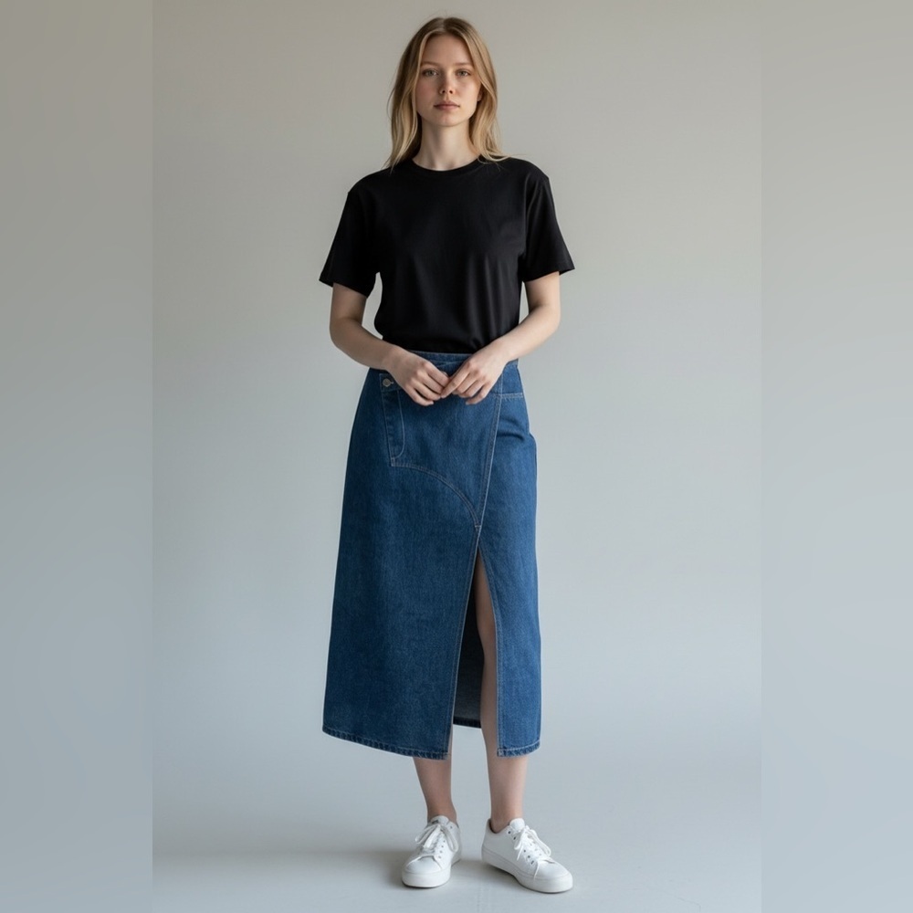 ACOA x 12th Tribe Denim Dress with slit medium.